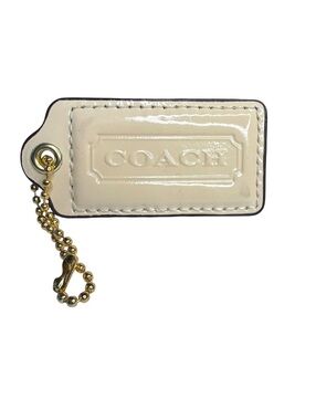 Coach Vintage Off-White Cream Patent Leather Hangtag 2.5"